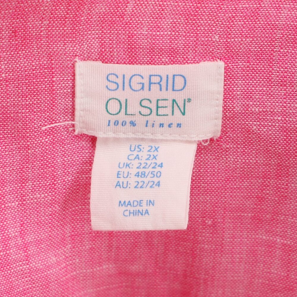 Sigrid Olsen 100% Linen Half-Button Roll Tab Slee… - image 6